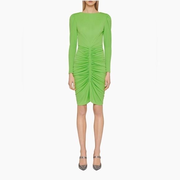 Givenchy Evening Ruched Crepe Dress in Jersey Green Gathered hidden zipper sz 40 - Picture 2 of 14